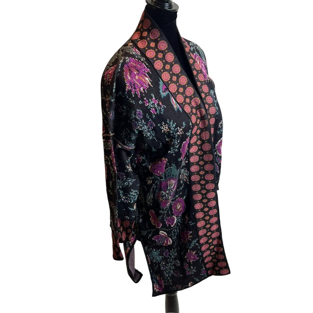 Peruvian Connection Pima Cotton Open Cardigian Kimono Floral Bloomsburry Medium